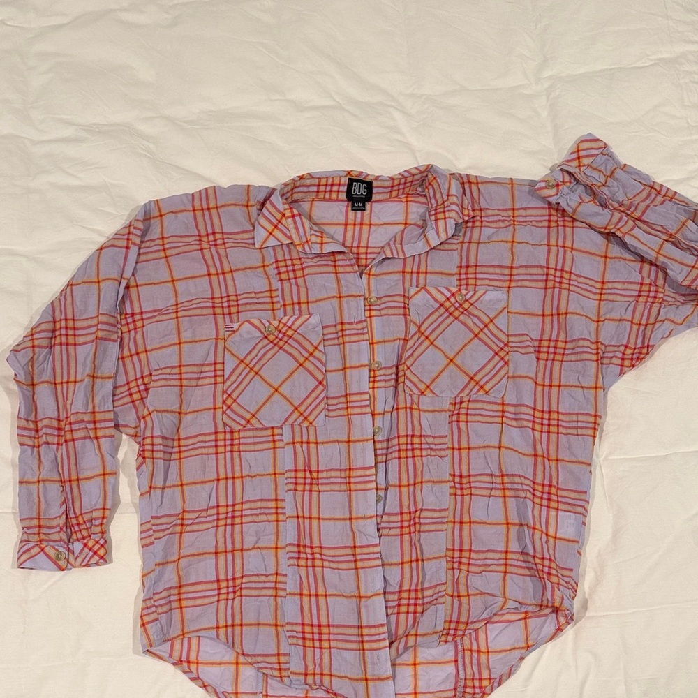BDG Red and Orange Plaid Shirt